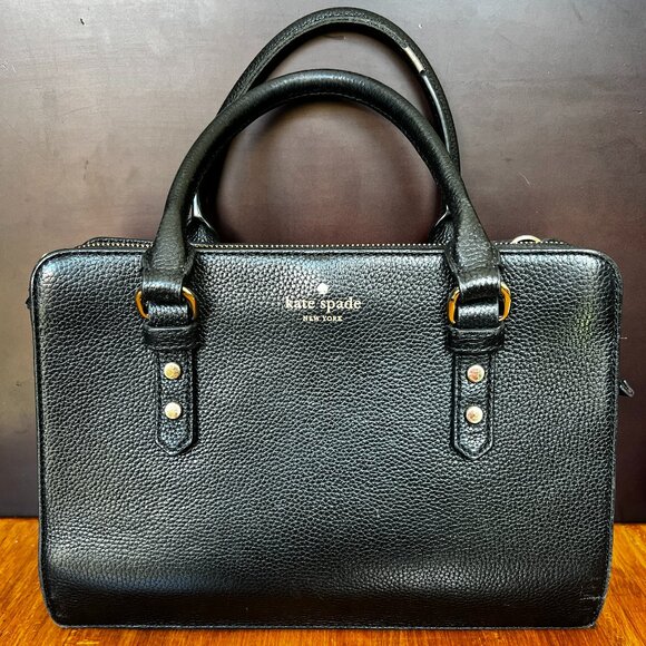 Black Pebbled Leather Kate Spade Mulberry Street Satchel - Picture 1 of 15